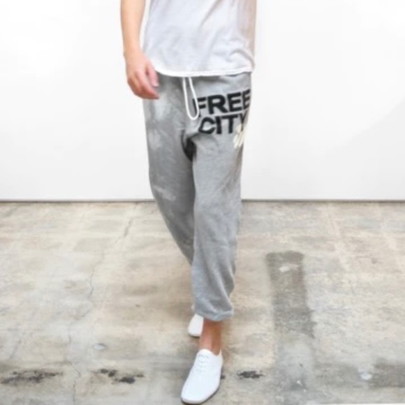 freecity Pants - Freecity Gray BLEACHOUT OG sweatpants - heatheryumm  M